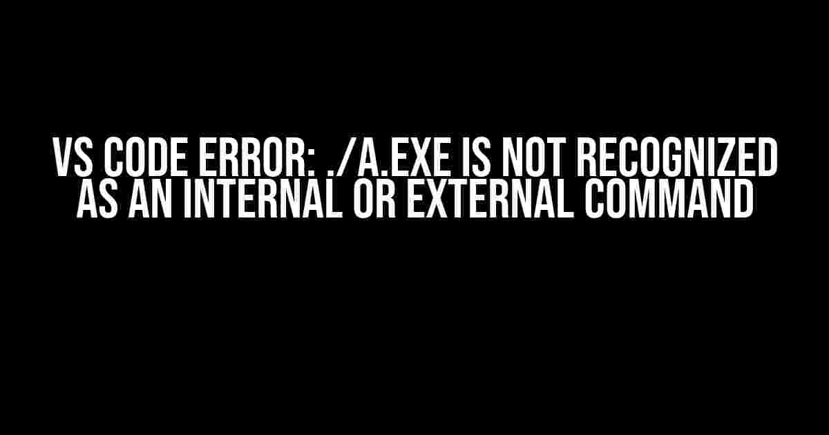 VS Code Error: ./a.exe is not recognized as an internal or external command